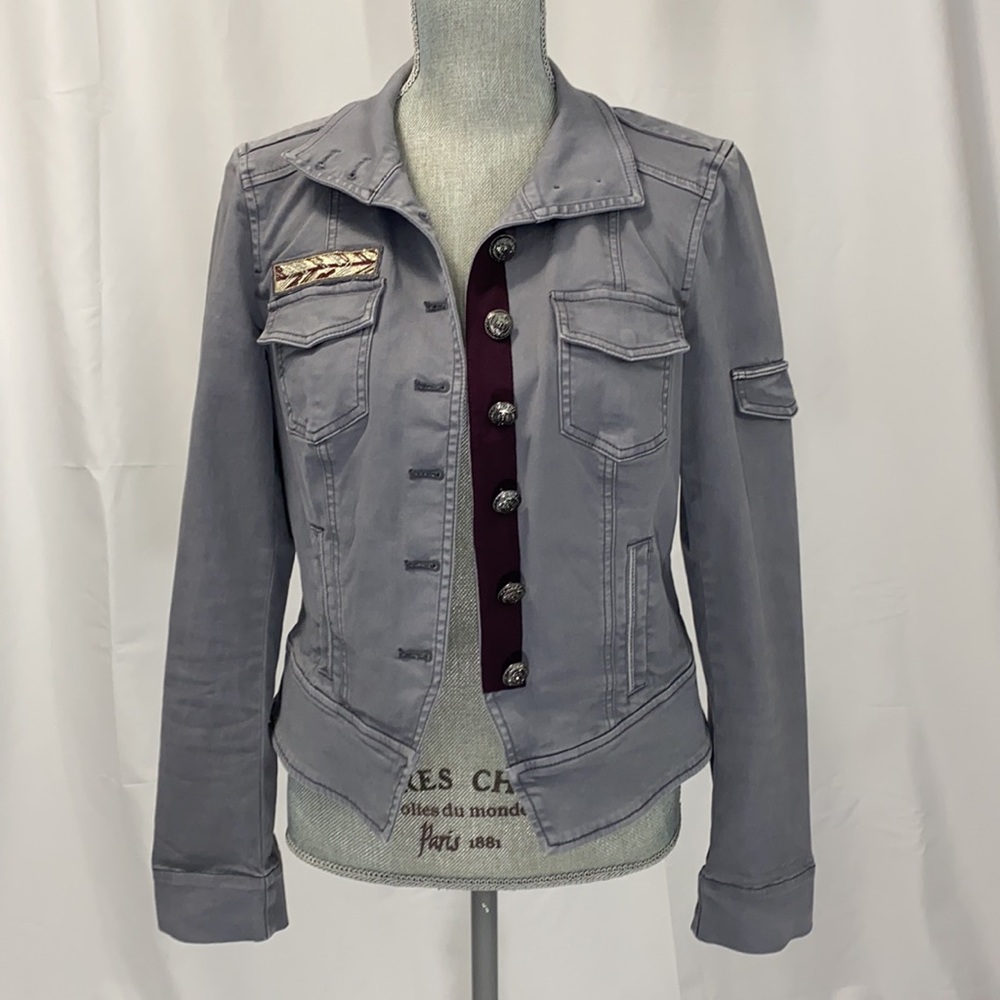 WHBM Military Cabernet Trimmed Jacket 6